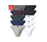 Slip H.I.S "Herren Minislip", Herren, Gr. 4 (S), 10 Stk., bunt (weiß, grau, meliert, blau, blau, grün, aubergine, anthrazit, schwarz), Jersey, Obermaterial: 95% Baumwolle, 5% Elasthan, unifarben, körp