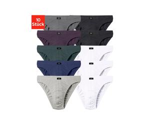 Slip H.I.S "Herren Minislip", Herren, Gr. 5M, 10 Stk., bunt (weiß, grau, meliert, blau, blau, grün, aubergine, anthrazit, schwarz), Jersey, Obermaterial: 95% Baumwolle, 5% Elasthan, unifarben, körpern