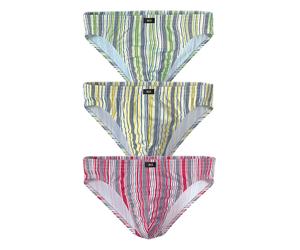 Slip H.I.S "im modischen Streifen", Herren, Gr. L, 3 Stk., bunt (gestreift), Obermaterial: 92% Baumwolle, 8% Elasthan (LYCRA), gestreift, körpernah, Unterhosen Slip (166967-L) gestreift