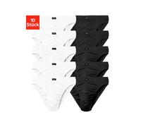 Slip H.I.S "Männer Unterhose", Herren, Gr. 4 (S), 10 Stk., schwarz-weiß (schwarz, weiß), Jersey, Obermaterial: 95% Baumwolle, 5% Elasthan, unifarben, körpernah, Unterhosen Slip, in Unifarben, Topselle