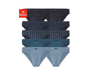 Slip H.I.S "Männer Unterhose", Herren, Gr. 5M, 10 Stk., blau (blau, navy, hellblau, navy, blau, gestreift, navy, blau, bedruckt), Jersey, Obermaterial: 95% Baumwolle, 5% Elasthan, unifarben, körpernah