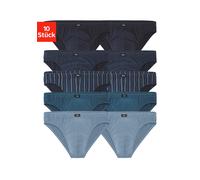 Slip H.I.S "Männer Unterhose", Herren, Gr. 6L, 10 Stk., blau (blau, navy, hellblau, navy, blau, gestreift, navy, blau, bedruckt), Jersey, Obermaterial: 95% Baumwolle, 5% Elasthan, unifarben, körpernah