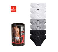 Slip H.I.S "Unterhosen für Herren", Herren, Gr. 4 (S), 7 Stk., schwarz-weiß (schwarz, grau, meliert, weiß), Jersey, Obermaterial: 95% Baumwolle, 5% Elasthan, unifarben, körpernah, Unterhosen Slip, aus