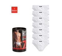 Slip H.I.S "Unterhosen für Herren", Herren, Gr. 6, 7 Stk., weiß, Jersey, Obermaterial: 95% Baumwolle, 5% Elasthan, unifarben, körpernah, Unterhosen Slip, aus Baumwoll-Mix in einer Dose verpackt (44363