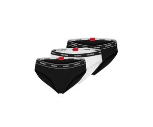 Slip HUGO "Slip Brief Stripe 3er Pack", Damen, Gr. XL, schwarz (schwarz, weiß), Obermaterial: 95% Baumwolle CO. 5% Elasthan EL., Unterhosen Slip (97109415-XL) schwarz, weiß