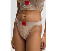 Slip HUGO UNDERWEAR "BRIEF RL LACE", Damen, Gr. S (36), braun (medium braun 218), Jersey, Obermaterial: 84% Polyamid, 16% Elasthan, unifarben, körpernah, Unterhosen, aus Stretch-Spitze, mit Logoschrif