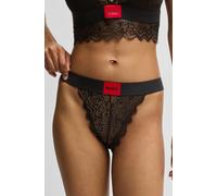 Slip HUGO UNDERWEAR "BRIEF RL LACE", Damen, Gr. S, schwarz (schwarz 001), Jersey, Spitze, Obermaterial: 84% Polyamid, 16% Elasthan, unifarben, körpernah, Unterhosen, mit Logoschriftzug auf dem Bund (1