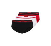 Slip HUGO UNDERWEAR, Herren, Gr. L (52), 3 Stk., rot (hellrot, weiß, schwarz), Jersey, Obermaterial: 95% Baumwolle, 5% Elasthan, kontrastfarbene Details, unifarben, eng, Unterhosen Slip, mit Kontrasts