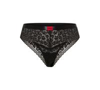 Slip HUGO UNDERWEAR "SAVANA", Damen, Gr. S, schwarz (schwarz 001), Spitze, Obermaterial: 90% Polyamid, 10% Elasthan, Unterhosen Slip, aus Spitze mit Leopardenmuster und Logo am Bund (53226368-S) schwa