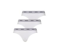 Slip HUGO UNDERWEAR "TRIPLET BRIEF STRIPE", Damen, Gr. XL (42), 3 Stk., weiß (weiß 100), Jersey, Obermaterial: 95% Baumwolle, 5% Elasthan, unifarben, körpernah, Unterhosen Slip, mit kontrastfarbenem L