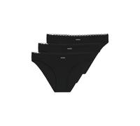 Slip HUGO UNDERWEAR "TRIPLET MICRO", Damen, Gr. XXL, 3 Stk., schwarz (schwarz 001), Jersey, Obermaterial: 85% Polyamid, 15% Elasthan, körpernah, Unterhosen Slip, mit Spitzenbesatz (17331959-XXL) schwa