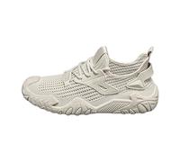 Slip in Schuhe Herren Sommer Atmungsaktiv Mesh Slip on Sneaker mit Schnürsenkel Leichte Wanderschuhe Boss Orthopädische Schuhe Breite Füße Laufschuhe Casual Sportschuhe (Beige, 41)