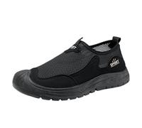 Slip in Schuhe Herren Sommer Mesh Atmungsaktiv Slip on Sneaker Boss Orthopädische Schuhe Breite Füße Laufschuhe Sport Freizeitschuhe Leichte Wanderschuhe Bequeme Barfußschuhe (Black, 43)