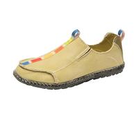 Slip in Schuhe Herren Sommer Segeltuch Atmungsaktiv Slip on Sneaker Boss Orthopädische Schuhe Breite Laufschuhe Sport Freizeitschuhe Leicht Wanderschuhe Bequem Barfußschuhe (Khaki, 43)