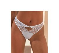 Slip JETTE, Damen, Gr. 40/42, weiß (weiß, blau), Spitze, Obermaterial: 70% Polyamid, 18% Polyester, 12% Elasthan, Unterhosen Slip, aus Stickereispitze mit Glitzer-Effekte (58867229-40) weiß, blau