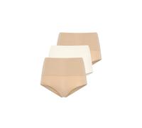 Slip JOCKEY "Slip Tummy Smoothing Brief 3er Pack", Damen, Gr. S, bunt (weiß, beige), Obermaterial: 80% Polyester PES. 20% Elasthan EL., Unterhosen Slip (82332217-S) weiß, beige