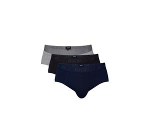 Slip JOOP "Everyday", Herren, Gr. M, grau (schwarz sapphire), Single Jersey, Obermaterial: 95% Baumwolle, 5% Elasthan, körpernah, Unterhosen Slip, ohne Eingriff, mit elastischem Logobund (48921457-M)
