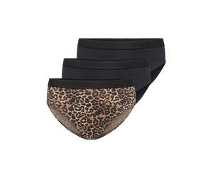 Slip KIDS ONLY "KOGLOLA 3-PACK LOGO BRIEFS ACC", Mädchen, Gr. 134/140, 3 Stk., schwarz pack:3, pack schwarz, leo, Jersey, Obermaterial: 95% Baumwolle, 5% Elasthan, bedruckt, unifarben, normal, Unterho