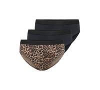 Slip KIDS ONLY "KOGLOLA 3-PACK LOGO BRIEFS ACC", Mädchen, Gr. 158/164, 3 Stk., schwarz pack:3, pack schwarz, leo, Jersey, Obermaterial: 95% Baumwolle, 5% Elasthan, animal-print, bedruckt, unifarben, n