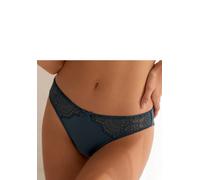 Slip LASCANA "Aurora", Damen, Gr. 36/38, blau (petrol), Microtouch, Obermaterial: 82% Polyamid, 18% Elasthan, körpernah, Unterhosen Slip, mit toller Spitze in blumiger Optik (46156232-36) petrol