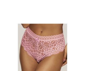 Slip LASCANA "Cara", Damen, Gr. 48/50, Spitze, rosa (rosa, puder), Spitze, Obermaterial: 87% Polyamid, 13% Elasthan, körpernah, Unterhosen Slip, aus dezent transparenter Spitze, anteilig aus recycelte