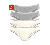Slip LASCANA, Damen, Gr. 32/34, grau (grau, meliert, creme), Jersey, Obermaterial: 92% Baumwolle, 8% Elasthan (LYCRA), unifarben, Unterhosen Slip, aus elastischer Baumwoll-Qualität (262699-32) grau, m