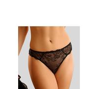 Slip LASCANA, Damen, Gr. 36/38, schwarz, Spitze, Obermaterial: 89% Polyamid, 11% Elasthan, körpernah, Unterhosen Spitzenwäsche Reizwäsche Hochzeitswäsche Tanga Slip Hochzeitsdessous, aus floraler Spit