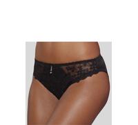 Slip LASCANA, Damen, Gr. 56/58, schwarz, Microtouch, Obermaterial: 50% Polyamid, 30% Polyester, 20% Elasthan, Unterhosen Slip, mit schöner Blümchen-Stickereispitze, als Dessous-Set kombinierbar (75272