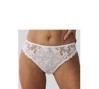 Slip LASCANA, Damen, Gr. 56/58, weiß, Microtouch, Obermaterial: 50% Polyamid, 30% Polyester, 20% Elasthan, Unterhosen Slip, mit schöner Blümchen-Stickereispitze, als Dessous-Set kombinierbar (24302045