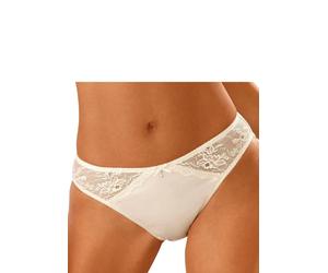 Slip LASCANA "Nina", Damen, Gr. 32/34, beige (creme), Obermaterial: 80% Polyamid, 20% Elasthan, Unterhosen Slip, mit Spitzeneinsätzen in Microtouchqualität (639138-32) creme