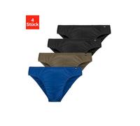 Slip LE JOGGER, Herren, Gr. 3XL (9), 4 Stk., bunt (blau, olivgrün, schwarz, schwarz), Jersey, Obermaterial: 95% Baumwolle, 5% Elasthan, unifarben, körpernah, Unterhosen Slip, schmaler Bund mit Markenl