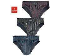 Slip LE JOGGER, Herren, Gr. 4, 3 Stk., bunt (rot, gelb, blau), Jersey, Obermaterial: 95% Baumwolle, 5% Elasthan, gestreift, körpernah, Unterhosen Slip, mit kontrastfarbenen Streifen (780010-4) rot, ge