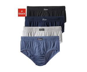 Slip LE JOGGER, Herren, Gr. 8, 4 Stk., blau (schwarz, marine, grau, meliert, blau, meliert), Jersey, Obermaterial: 100% Baumwolle, unifarben, körpernah, Unterhosen Slip, aus angenehm weicher Baumwoll-