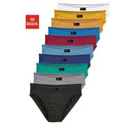 Slip LE JOGGER "Herren Unterhose", Herren, Gr. 5M, 10 Stk., bunt (blau, gelb, grün, weiß, schwarz), Jersey, Obermaterial: 100% Baumwolle, unifarben, körpernah, Unterhosen Slip, nur einfarbig oder in b