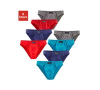 Slip LE JOGGER "Minislip", Herren, Gr. 6, 8 Stk., bunt, Obermaterial: 95% Baumwolle, 5% Elasthan, unifarben, körpernah, Unterhosen Slip, knappe Form, schöne Farben mit kontrastfarbenen Pipings, Topsel