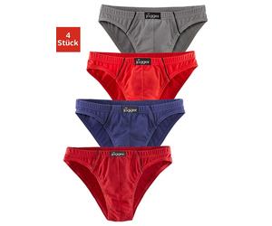 Slip LE JOGGER "Minislip", Herren, Gr. 7, 4 Stk., bunt, Jersey, Obermaterial: 95% Baumwolle, 5% Elasthan, unifarben, körpernah, Unterhosen Slip, knappe Form, schöne Farben mit kontrastfarbenen Pipings