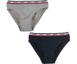 Slip LEVI'S KIDS, Mädchen, Gr. M (140/152), 2 Stk., blau (marine, grau, meliert), Graumeliert (Obermaterial): 57% Baumwolle, 38% Polyester, 5% Elasthan. Obermaterial: 95% Baumwolle, 5% Elasthan, melie