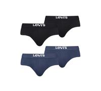Slip LEVI'S "Slip 4er Pack", Herren, Gr. M, schwarz (schwarz, blau), Obermaterial: 95% Baumwolle CO. 5% Elasthan EL., Unterhosen Slip (23287964-M) schwarz, blau