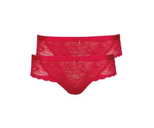 Slip LISCA "2er Pack Damen Slip Evelyn", Damen, Gr. 38, rot, Spitze, Obermaterial: 82% Polyamid PA. 18% Elasthan EL., Unterhosen Slip (84368148-38) rot