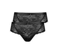 Slip LISCA "2er Pack Damen Slip Evelyn", Damen, Gr. 46, schwarz, Spitze, Obermaterial: 82% Polyamid PA. 18% Elasthan EL., Unterhosen Slip (27475055-46) schwarz