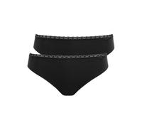 Slip LISCA "2er Pack Damen Slip Ines", Damen, Gr. 38, schwarz, Spitze, Obermaterial: 95% Baumwolle CO. 5% Elasthan EL., Unterhosen Slip (31808468-38) schwarz