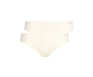 Slip LISCA "2er Pack Damen Slip Ines", Damen, Gr. 42, beige (cream), Spitze, Obermaterial: 95% Baumwolle CO. 5% Elasthan EL., Unterhosen Slip (24614244-42) cream