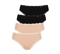 Slip LISCA "4er Pack Damen Slip Everyday", Damen, Gr. L, schwarz, pearl shell, Obermaterial: 75% Baumwolle CO. 15% Polyamid PA. 10% Elasthan EL., Unterhosen Slip (16635826-L) schwarz, pearl shell