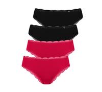 Slip LISCA "4er Pack Damen Slip Everyday", Damen, Gr. L, schwarz, rot, Obermaterial: 75% Baumwolle CO. 15% Polyamid PA. 10% Elasthan EL., Unterhosen Slip (25457229-L) schwarz, rot