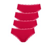 Slip LISCA "4er Pack Damen Slip Everyday", Damen, Gr. S, rot, Obermaterial: 75% Baumwolle CO. 15% Polyamid PA. 10% Elasthan EL., Unterhosen Slip (64398817-S) rot