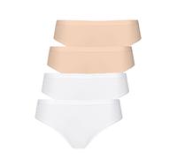Slip LISCA "4er Pack Damen Slip Kaia", Damen, Gr. XL, bunt (nude, weiß), Obermaterial: 90% Baumwolle CO. 10% Elasthan EL., Unterhosen Slip (14757011-XL) nude, weiß