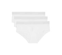 Slip MARC O'POLO "Essentials Woven", Damen, Gr. S, 3 Stk., weiß (100weiß), Obermaterial: 95% Baumwolle, 5% Elasthan, bedruckt, unifarben, körpernah, Unterhosen Slip, mit unsichtbarer Nahtverarbeitung