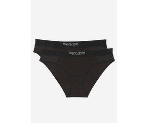 Slip MARC O'POLO "Iconic Rib woven", Damen, Gr. L, 2 Stk., schwarz (990schwarz), Feinripp, Obermaterial: 95% Baumwolle, 5% Elasthan, eng, Unterhosen Slip, mit feingeripptem, elastischem Bund (60830240