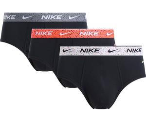 Slip NIKE UNDERWEAR "BRIEF 3PK", Herren, Gr. M, 3 Stk., blck, whit, brt crmsn ry, cnftt wb, Jersey, Obermaterial: 95% Baumwolle, 5% Elasthan, unifarben, körpernah, Unterhosen Slip, mit Logo-Elast