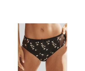 Slip NUANCE BY LASCANA "als Dessous-Set kombinierbar", Damen, Gr. 52/54, schwarz, Microfaser, Obermaterial: 70% Polyamid, 20% Polyester, 10% Elasthan, körpernah, Unterhosen Slip, mit Spitze in blumige